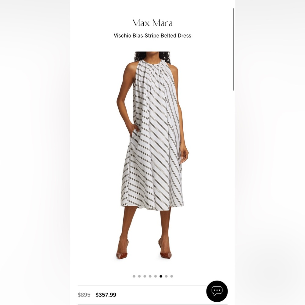 SOLD! $895 Retail MAXMARA label-cut Vischio Bias-Stripe Dress Size: IT42 US6/8 - Picture 7 of 16